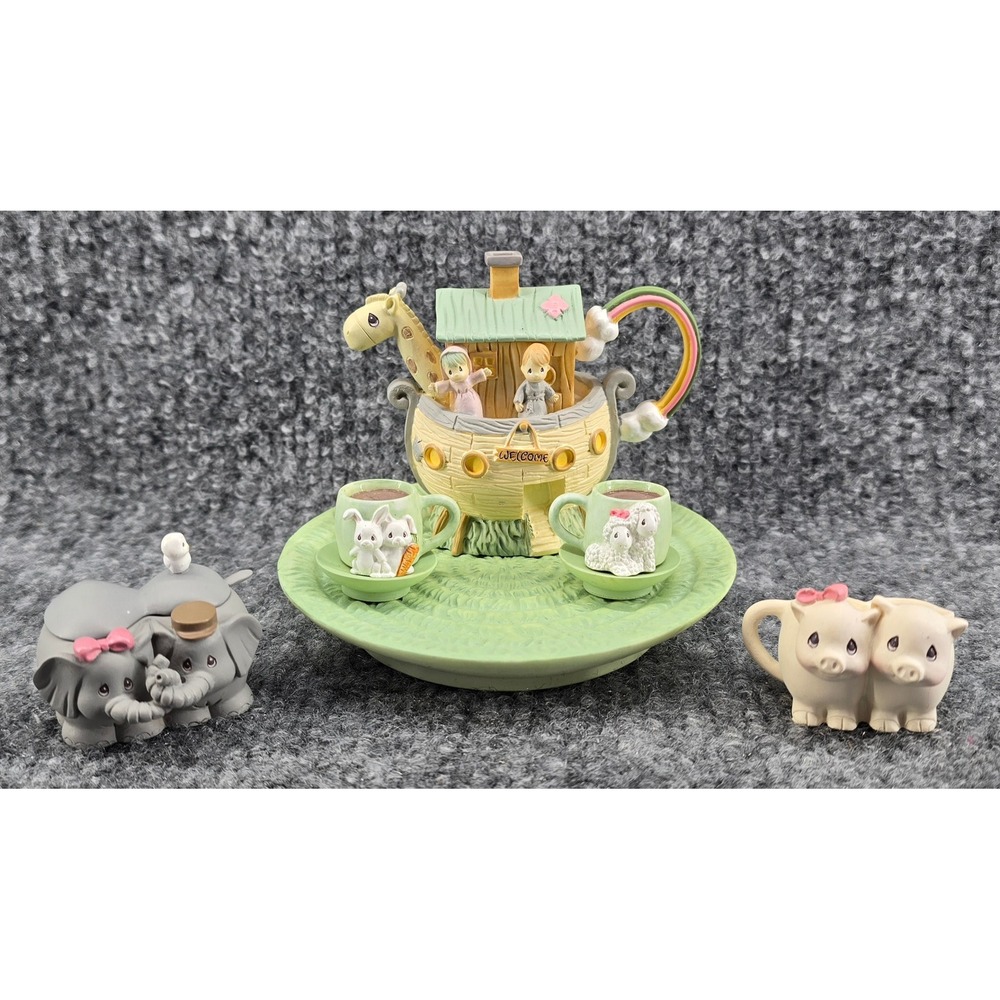Vtg Precious Moments Noahs Ark Miniature Tea Set Enesco 1996 Complete 11 pc